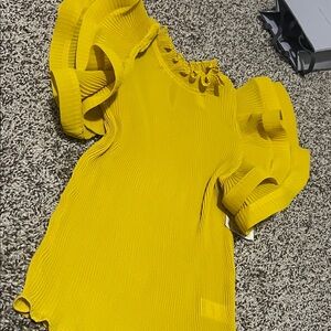 Vibrant Yellow Ruffled Top